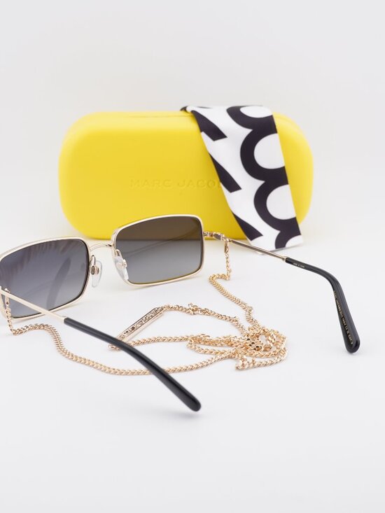 Marc Jacobs MARC 771/N/S 0RHL 9O Rectangle Sunglasses - Gold with Gold Chain